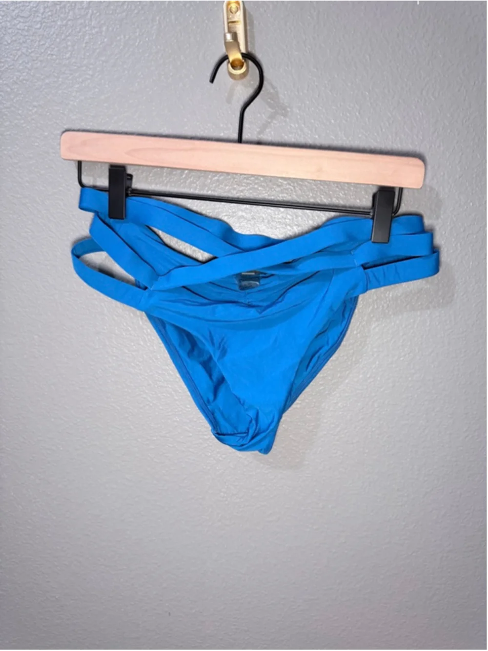 Women's Pq swim Blue Strappy Bikini Bottom M